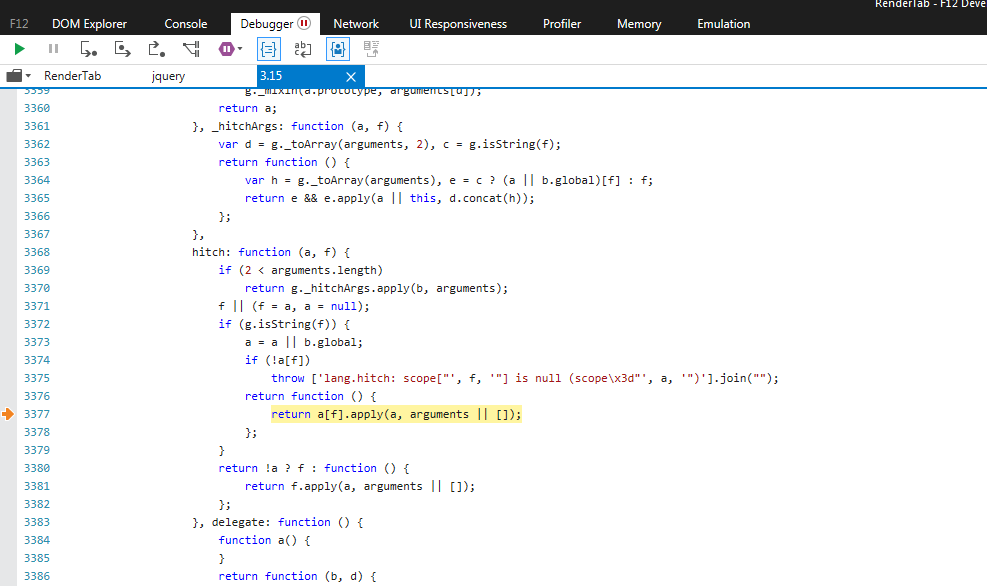 IE debugger click event breakpoint